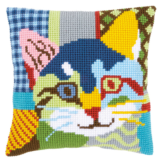 Modern Cat cross stitch cushion kit by Vervaco