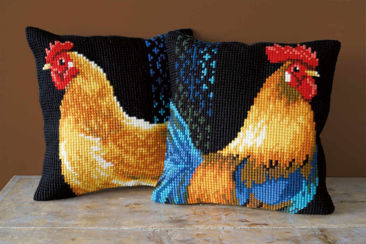 Rooster cross stitch cushion kit by Vervaco