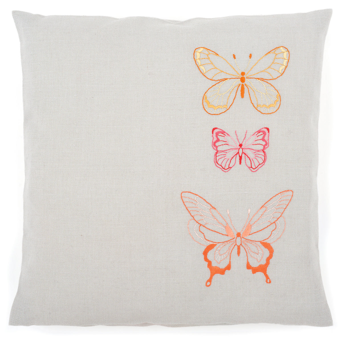 Vervaco embroidered cushion with orange butterflies design