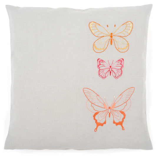 Vervaco embroidered cushion with orange butterflies design