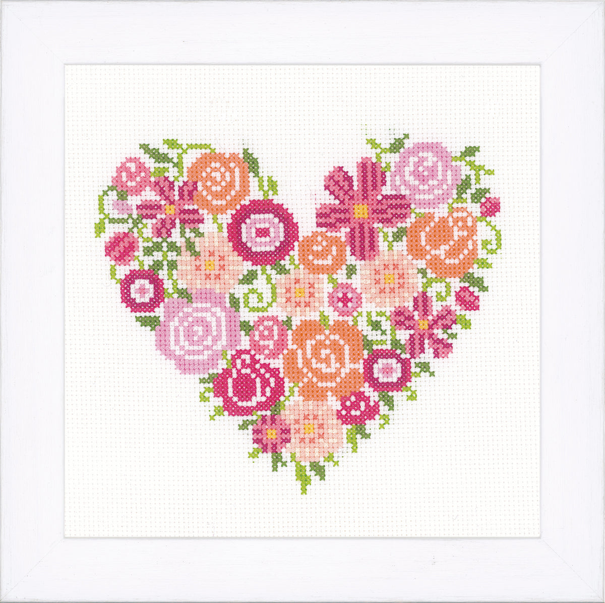 Cross stitched floral heart design