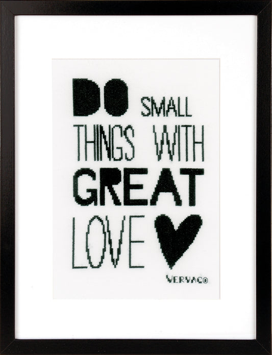 Cross stitched Do Small Things banner design