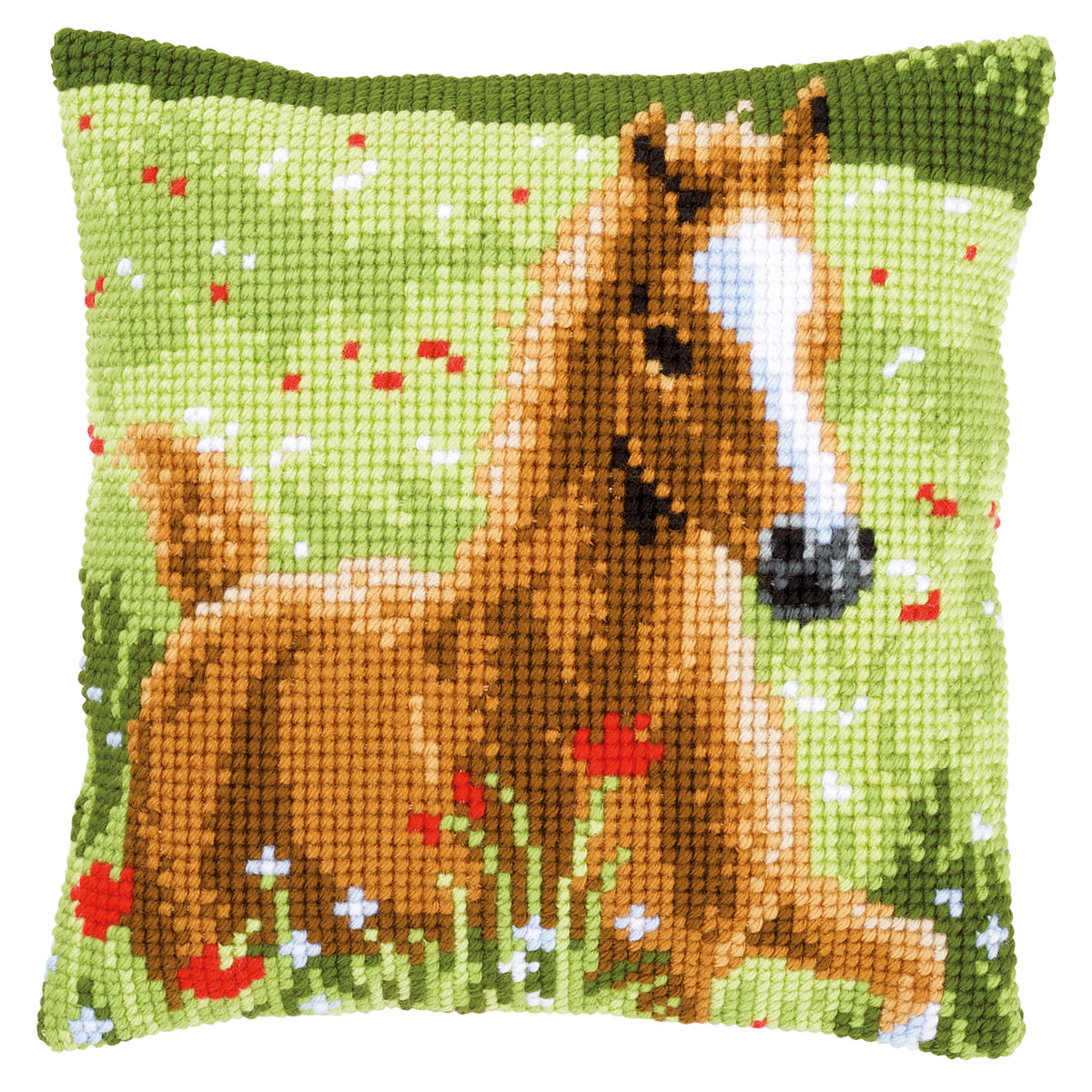 Foal cross stitch cushion design