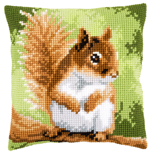 Squirrel cross stitch cushion design