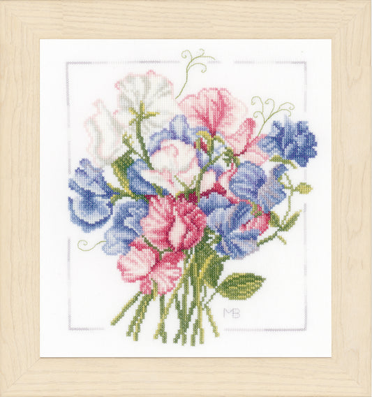 Colourful flower bouquet counted cross stitch design