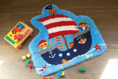 Vervaco pirate ship shaped latch hook rug kit