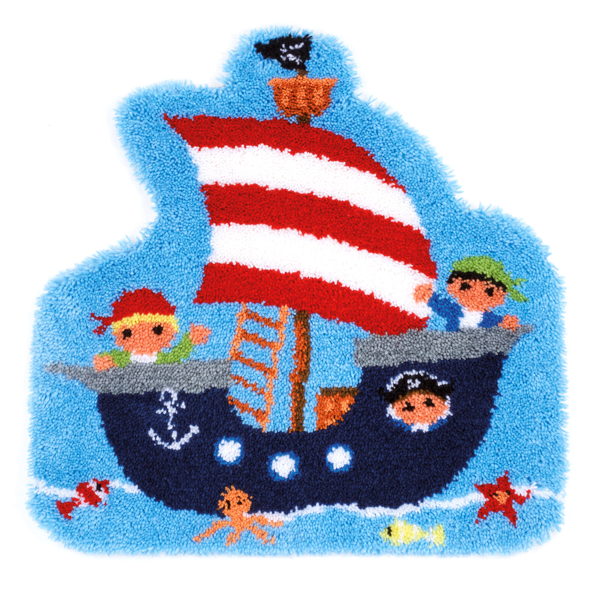 Vervaco pirate ship shaped latch hook rug kit