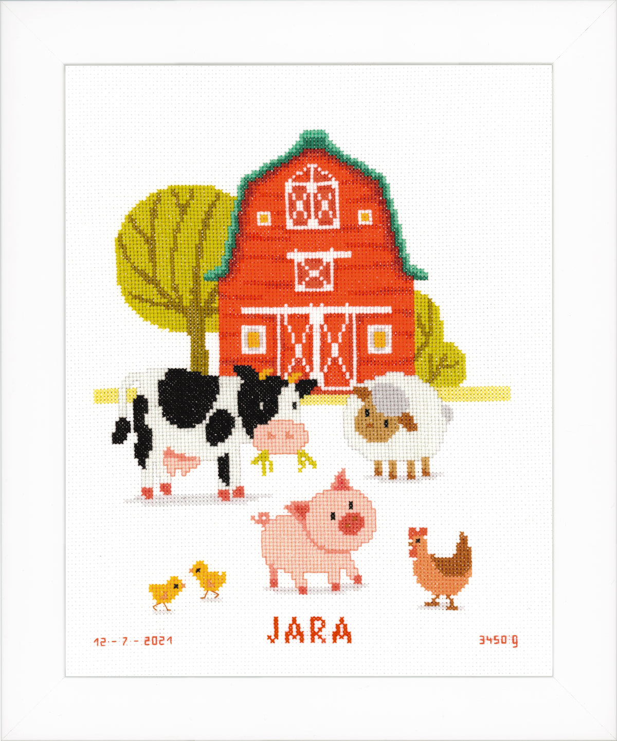Finished At the Farm counted cross stitch design