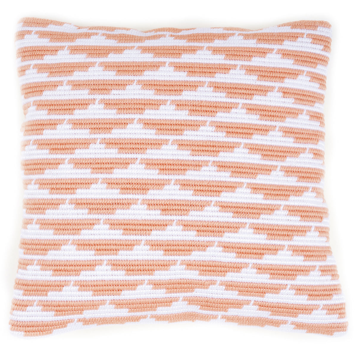Finished cushion with wave pattern in long stitch