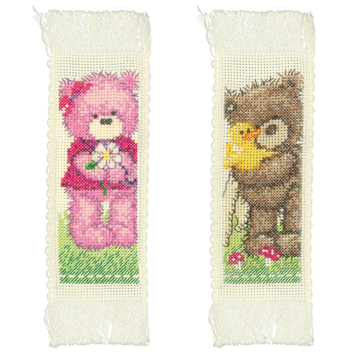 Two cross stitch bookmarks from the Popcorn range
