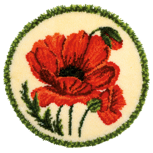 Poppy-shaped latch hook rug