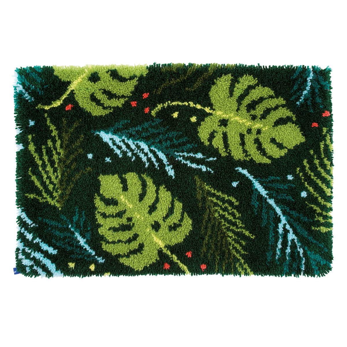Latch hook rug with a leaves design