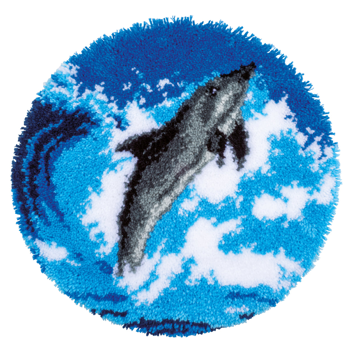 Dolphin-shaped latch hook rug