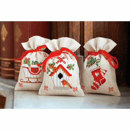 Counted Cross Stitch Pot-Pourri Bag Kit - Christmas Motif (set of 3)
