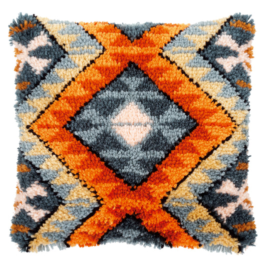Vervaco latch hook cushion with boho ethnic print pattern