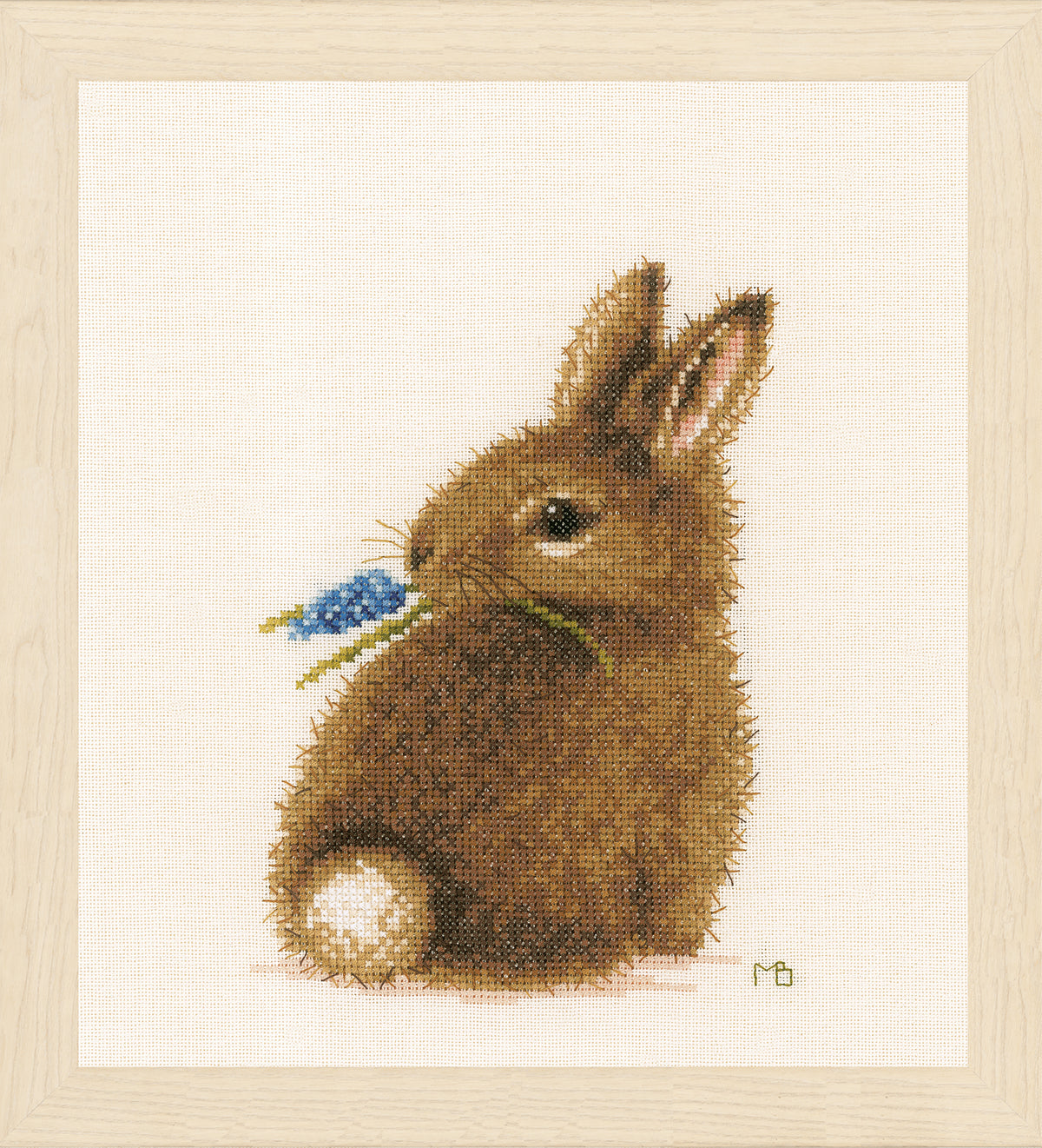 Finished Lanarte bunny cross stitch