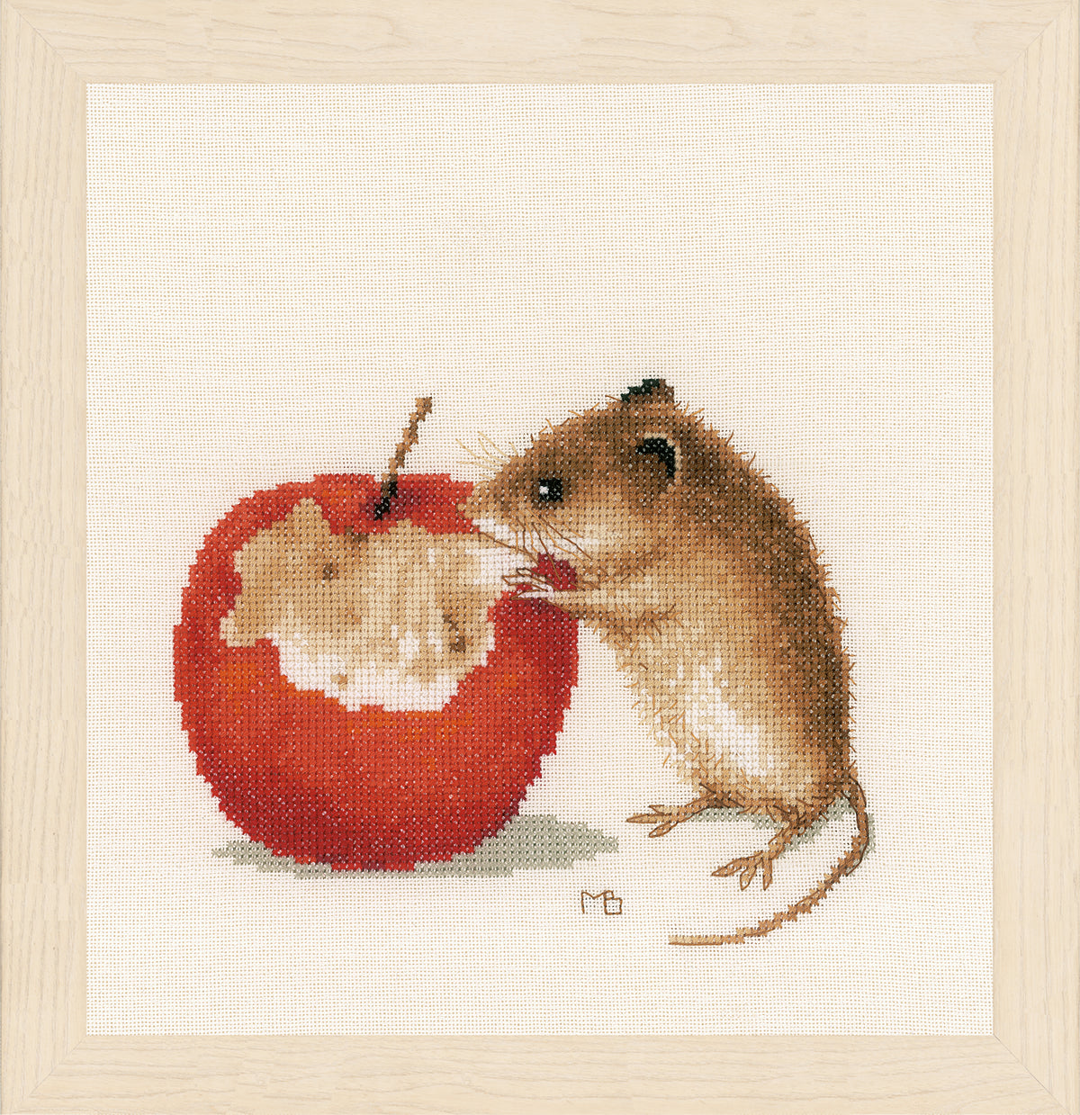Finished Lanarte little mouse cross stitch