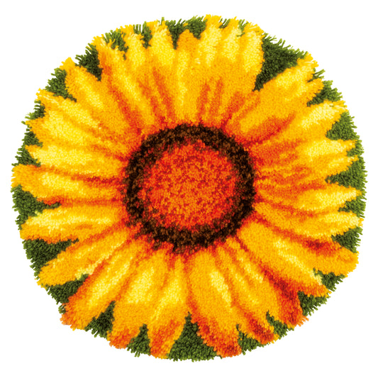 Sunflower shaped latch hook rug