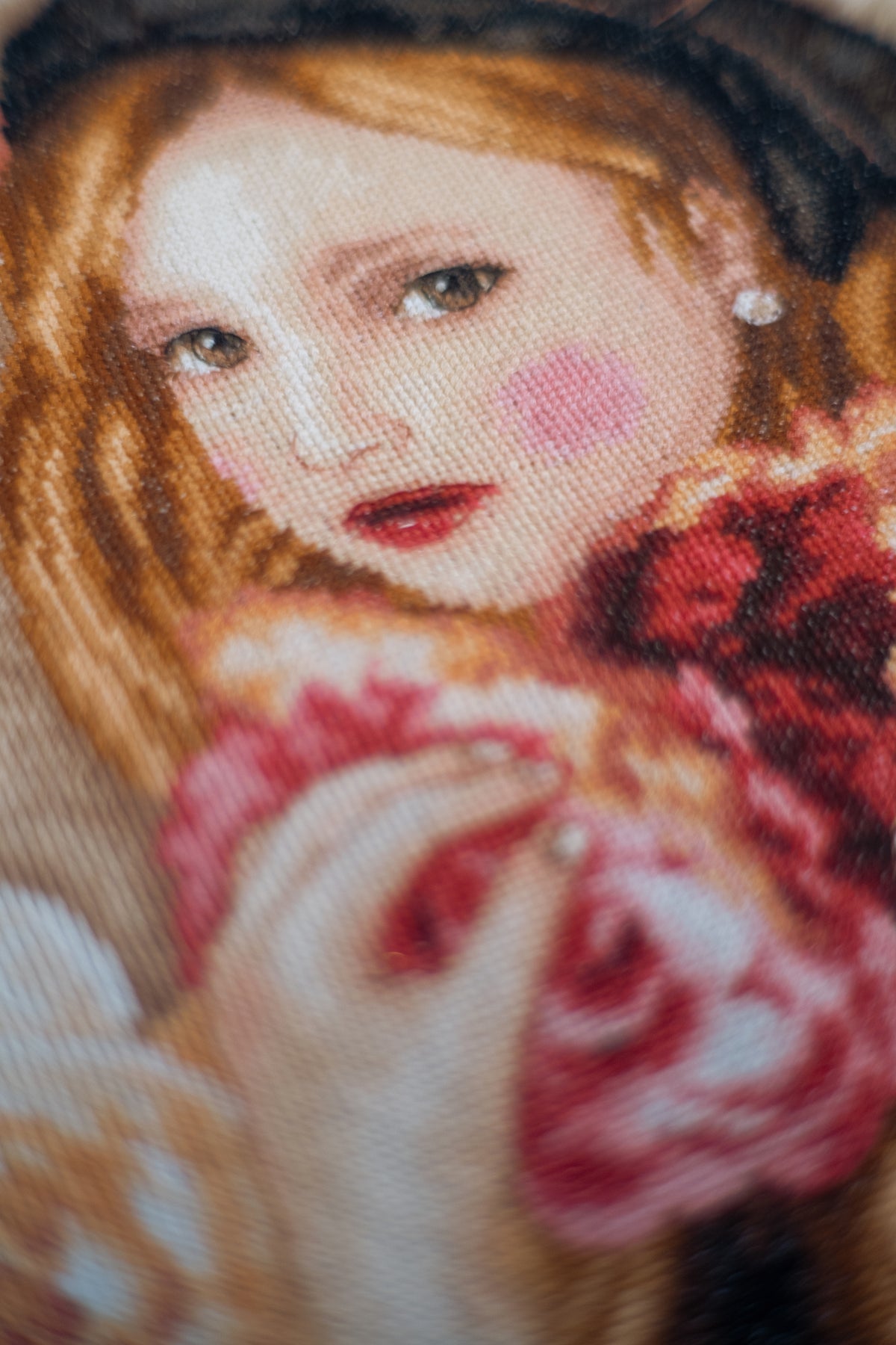 Cross stitch picture of roses
