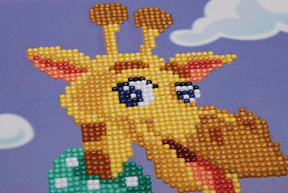 Framed diamond painting of a giraffe