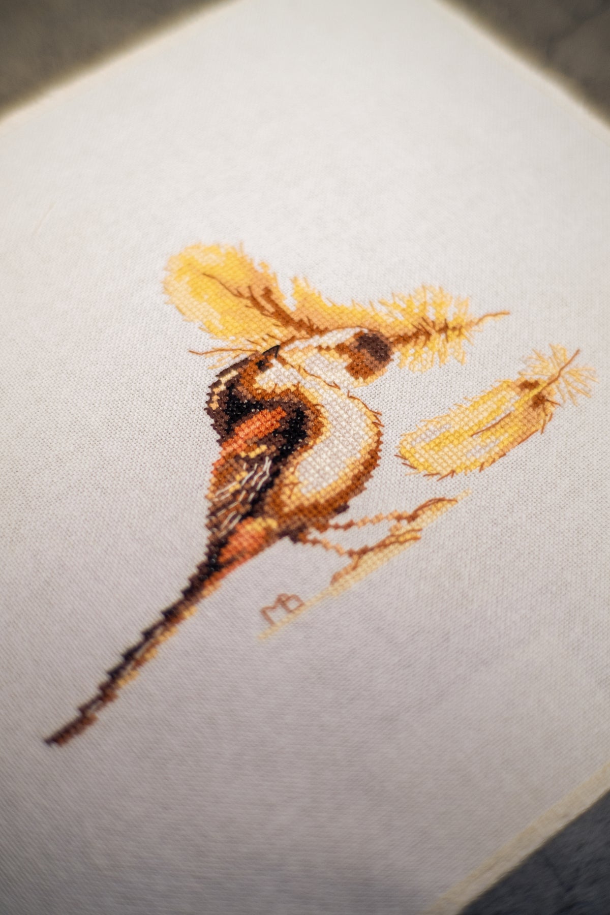 Counted cross stitch picture of Chaffinch