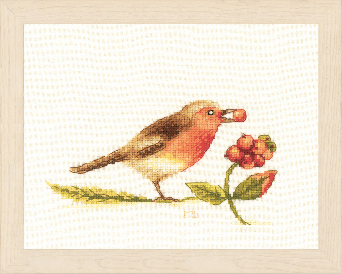 Counted cross stitch picture of Robin