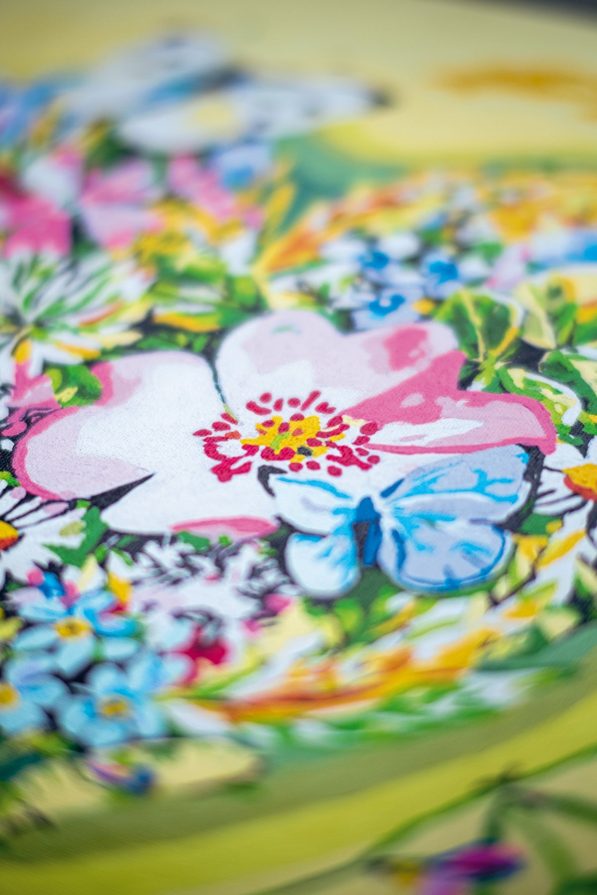 Painted heart shape made of flowers