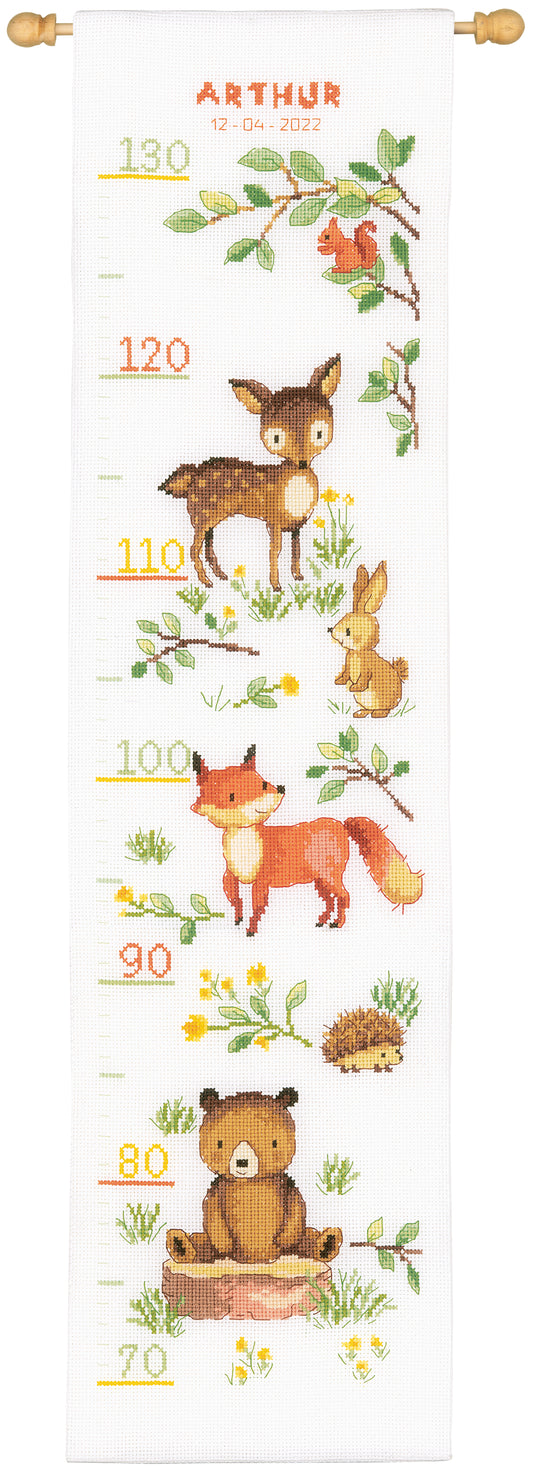 Forest animals cross stitch height chart