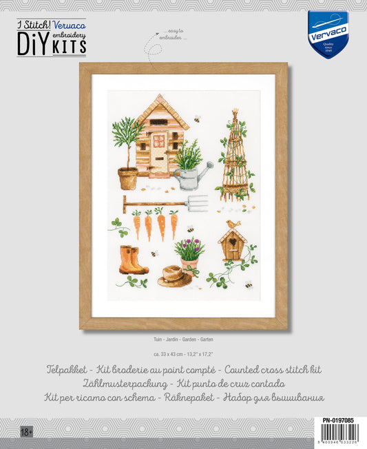 Garden scene counted cross stitch design