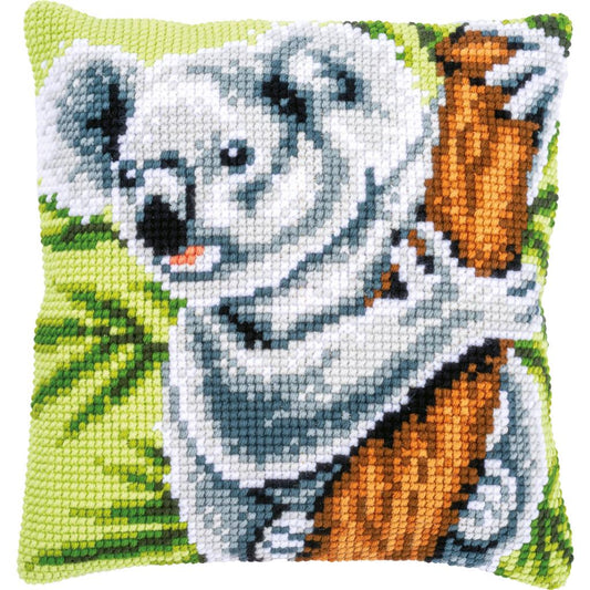 Square cushion stitched with a koala