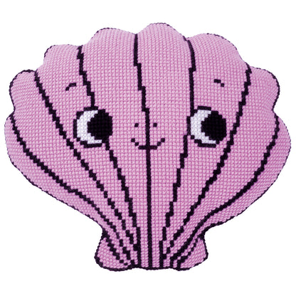 Shell shaped cross stitch cushion by Eva Mouton