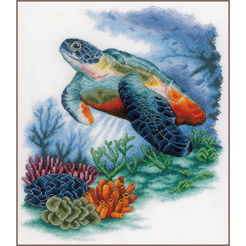 Counted cross stitch of an undersea scene
