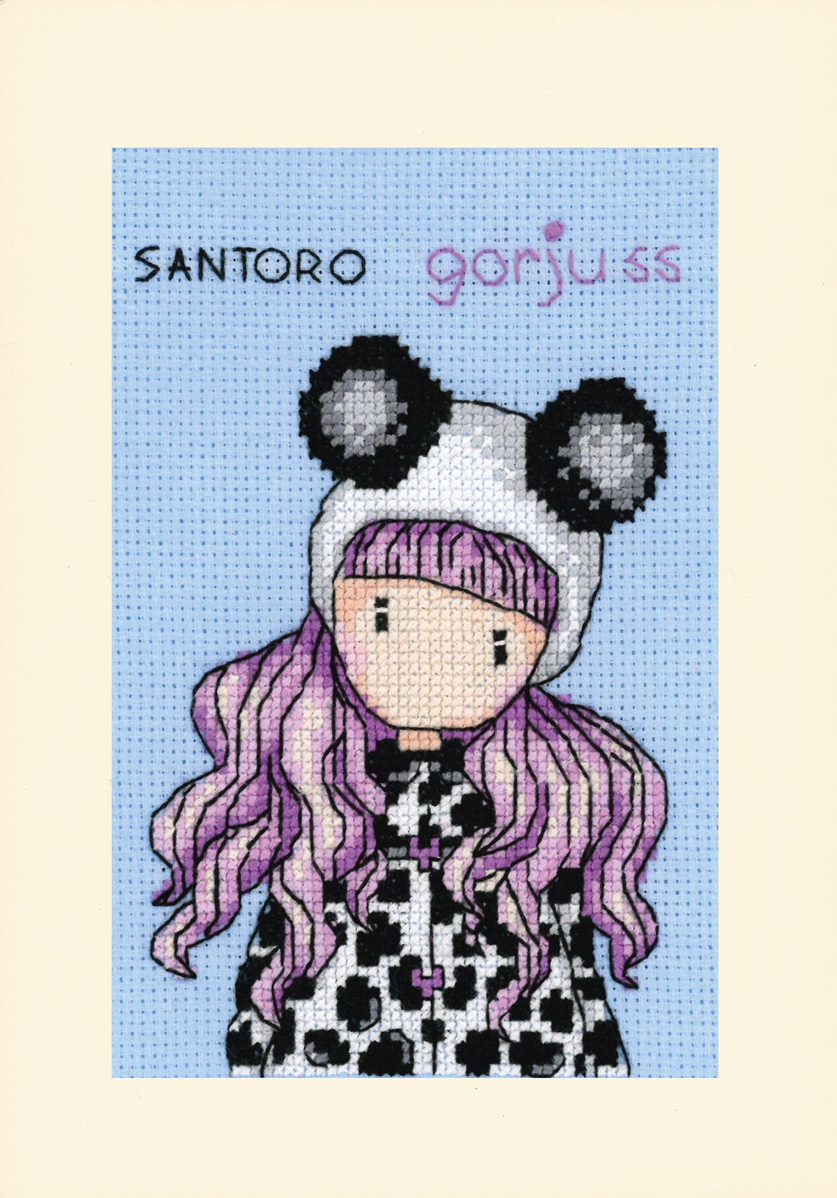 Three Gorjuss cross stitch greetings cards from the Vervaco kit