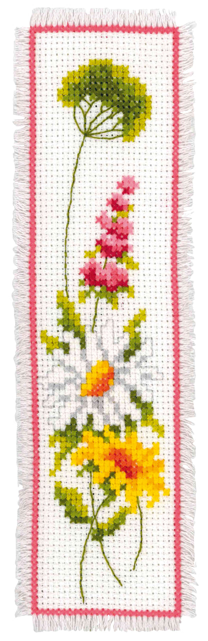 Two floral cross stitch bookmarks