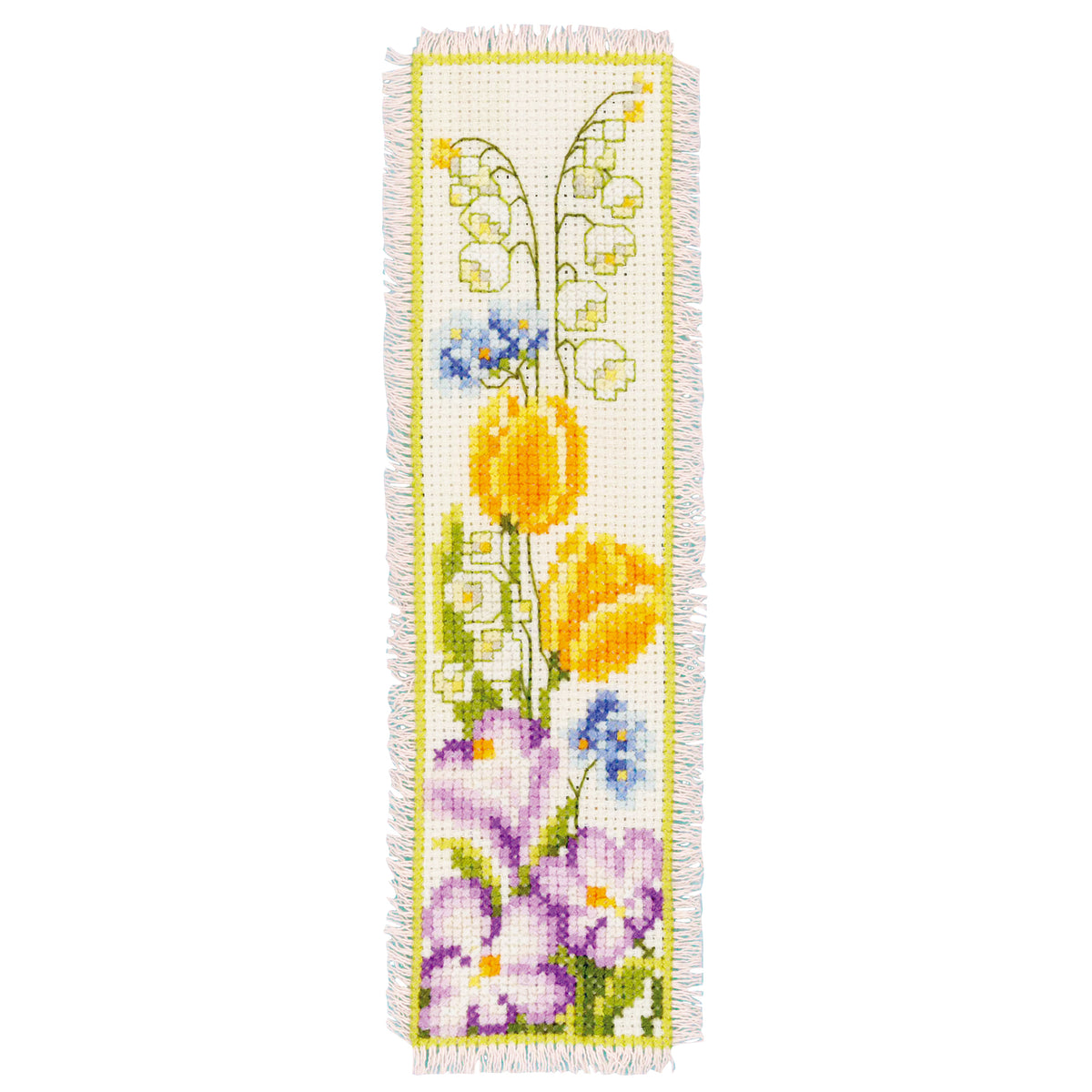 Four cross stitch bookmarks with seasonal designs