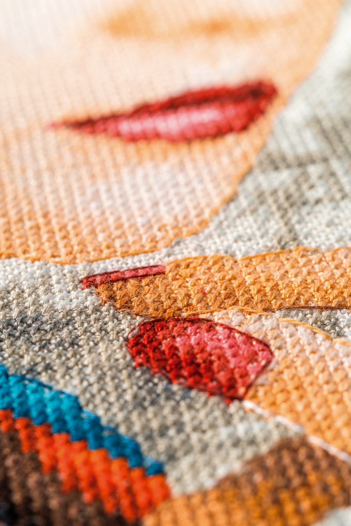 Cross stitch of a phoenix bird design