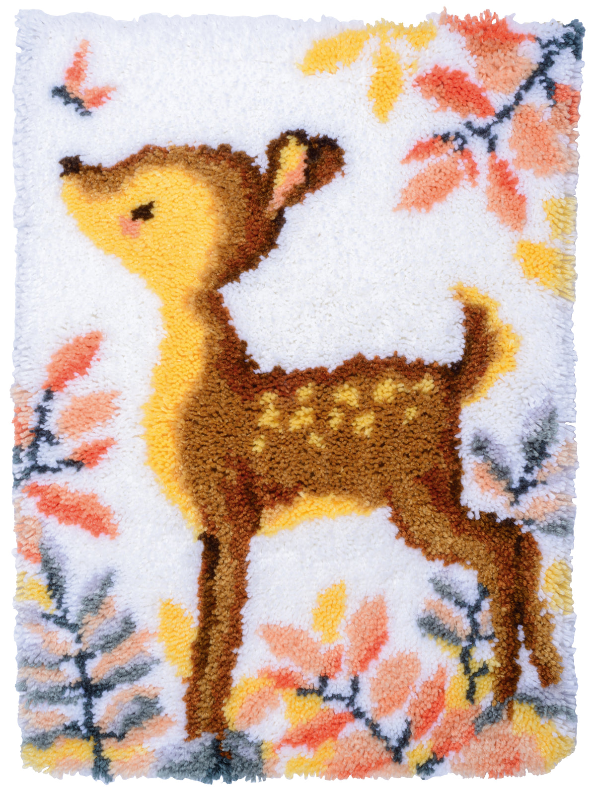 Latch hook rug with a deer design