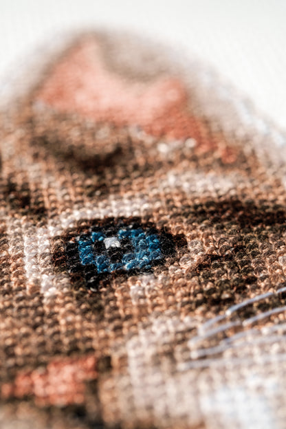 Cross stitch picture of a cat