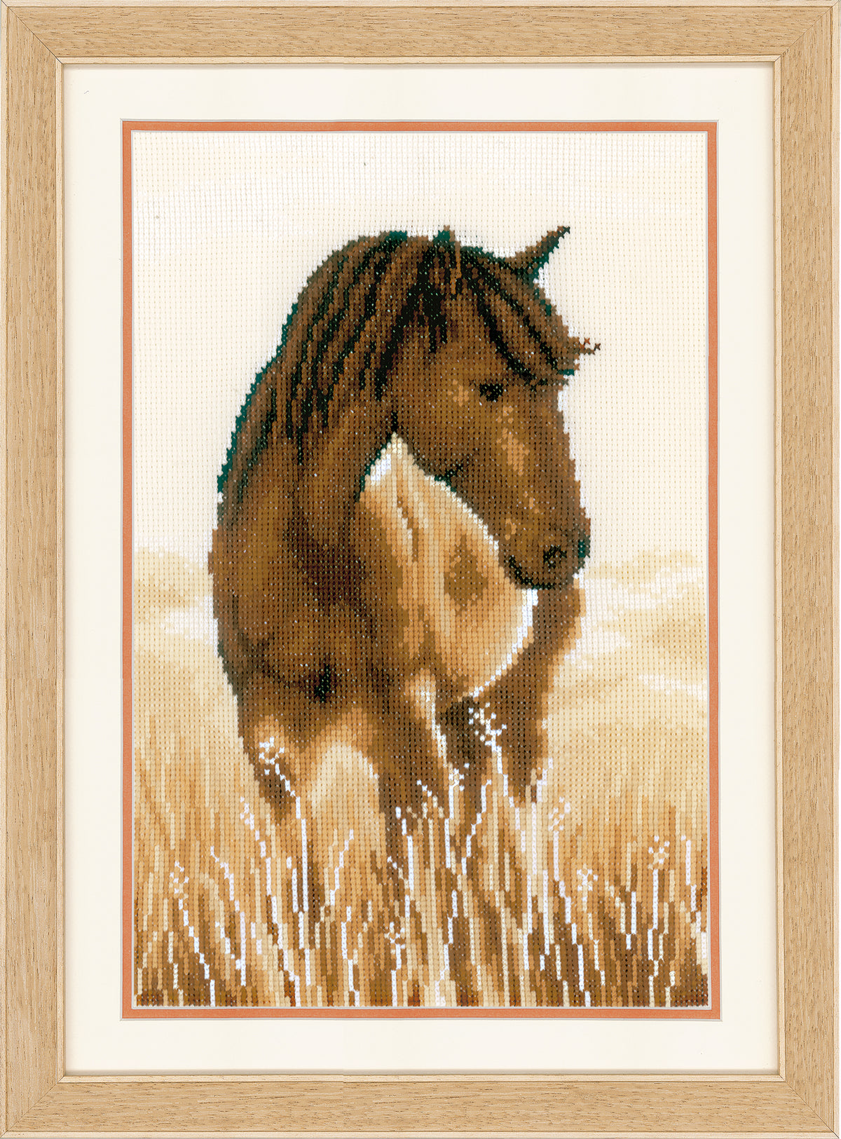 Vervaco Horse counted cross stitch kit showing the finished design