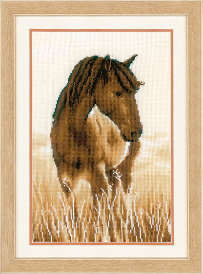 Vervaco Horse counted cross stitch kit showing the finished design