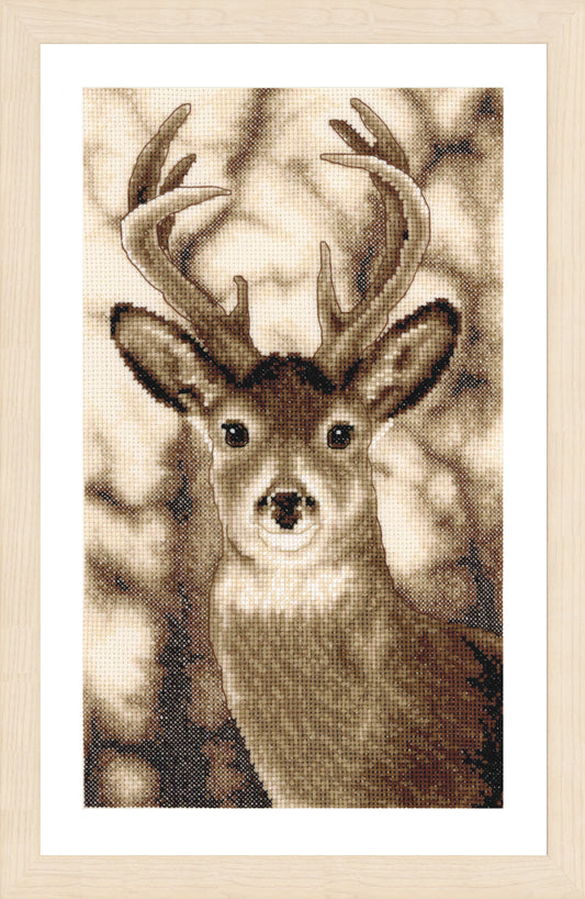 Vervaco Deer counted cross stitch kit showing the finished design