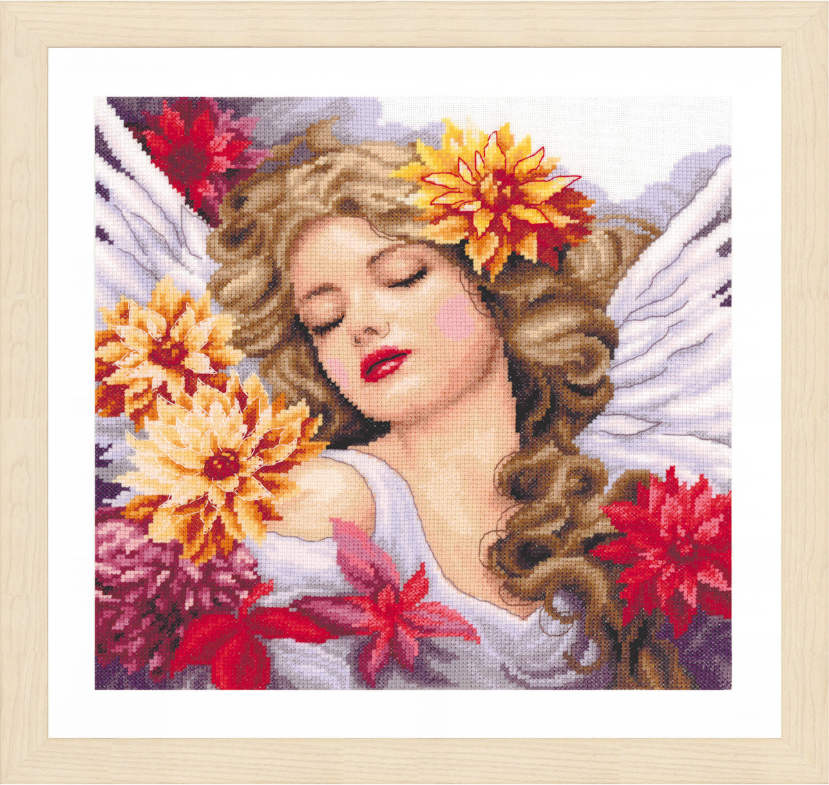 Heaven's Dahlia counted cross stitch design