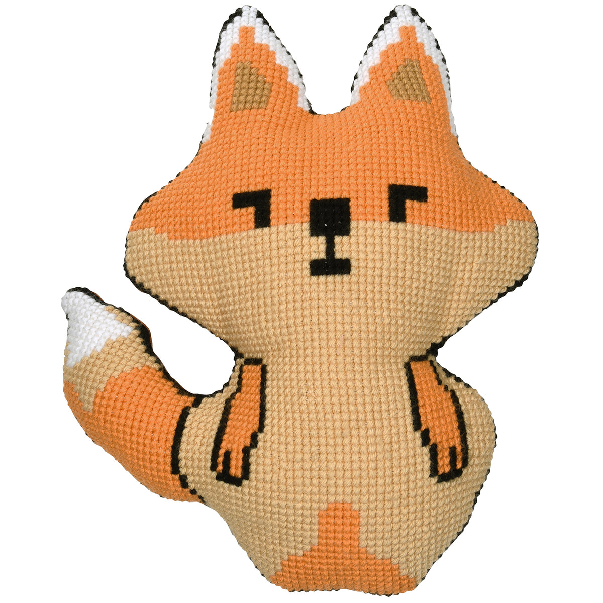 Dog-shaped cushion cross stitched as an Akita