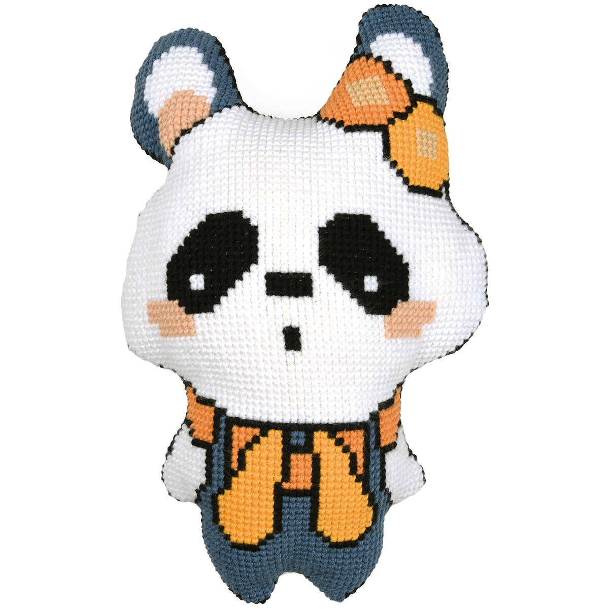 Panda-shaped cross stitch cushion
