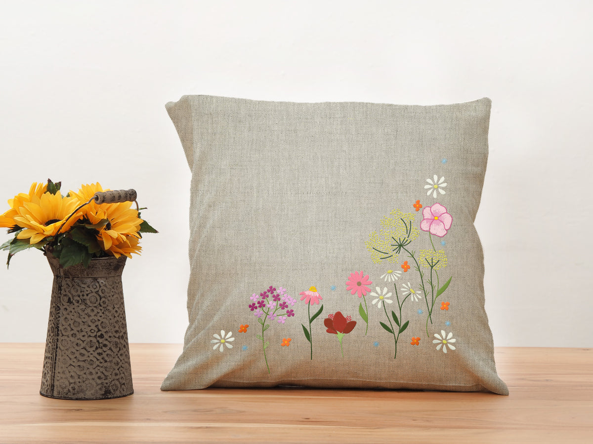 Vervaco Wildflowers embroidered cushion cover kit