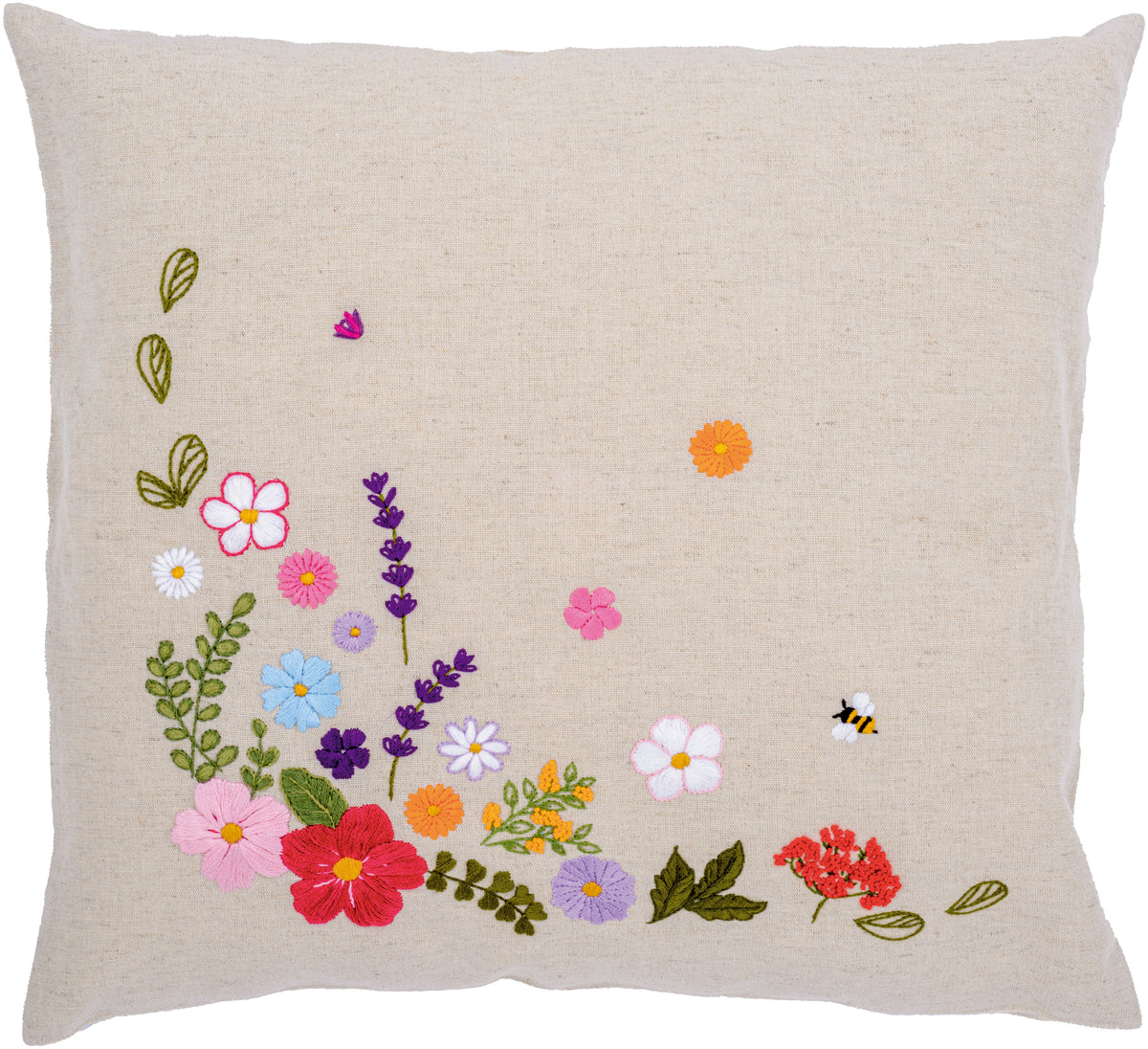 Vervaco Colourful World of Flowers embroidered cushion kit