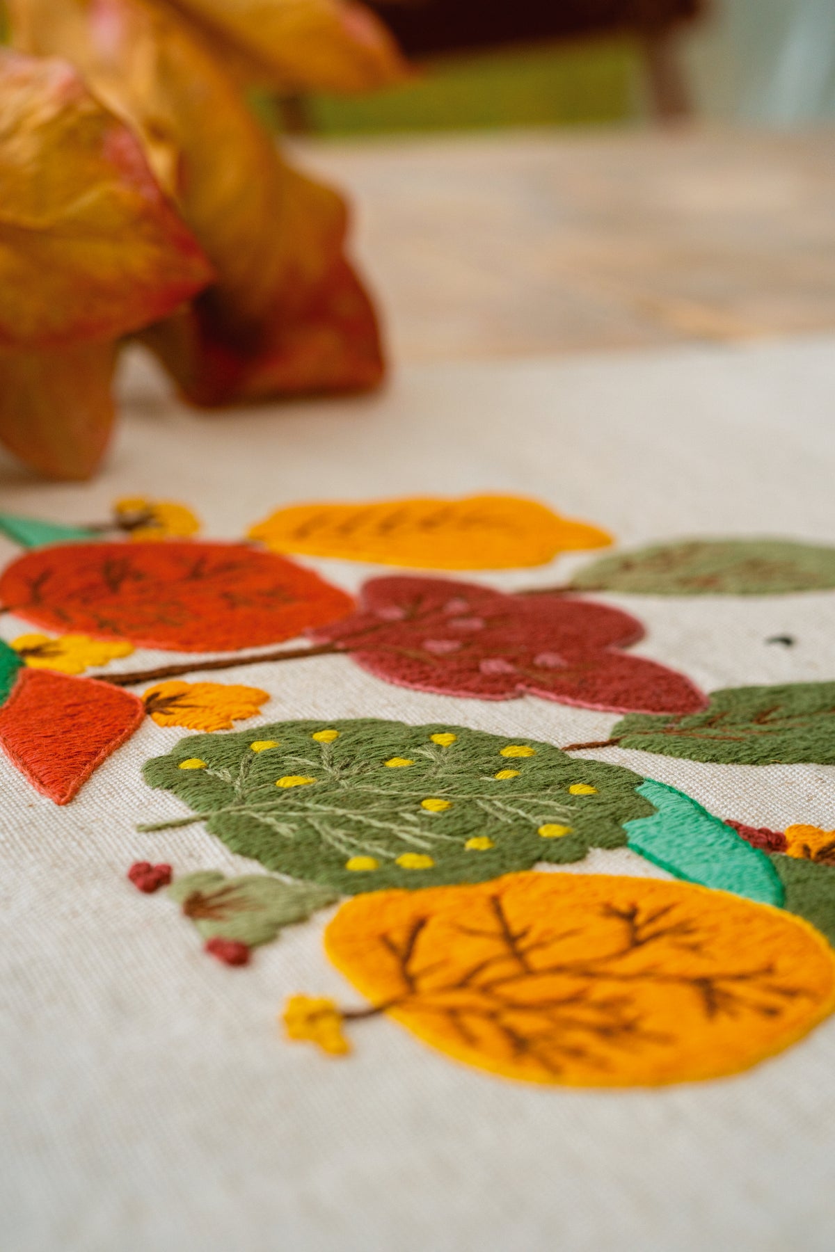 Vervaco Autumn Forest embroidered table runner kit