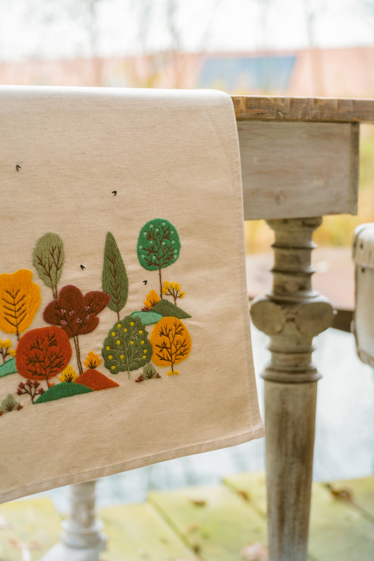 Vervaco Autumn Forest embroidered table runner kit