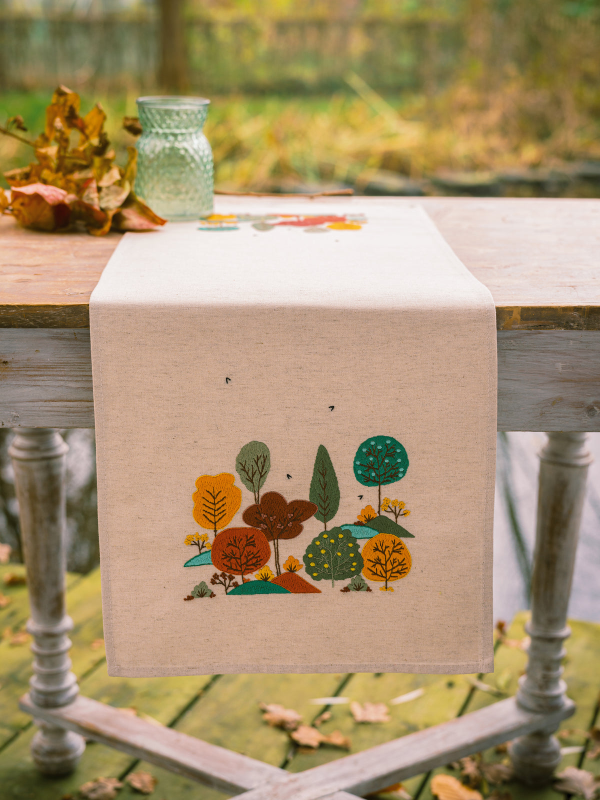 Vervaco Autumn Forest embroidered table runner kit