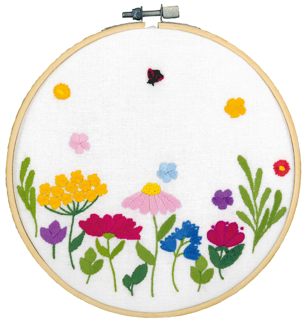 Vervaco Summer Flowers embroidery hoop kit